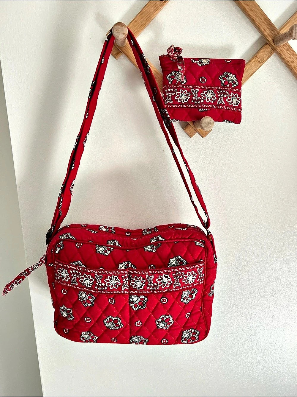 Vera Bradley Red Bandana Buckle Bag & Coin Purse